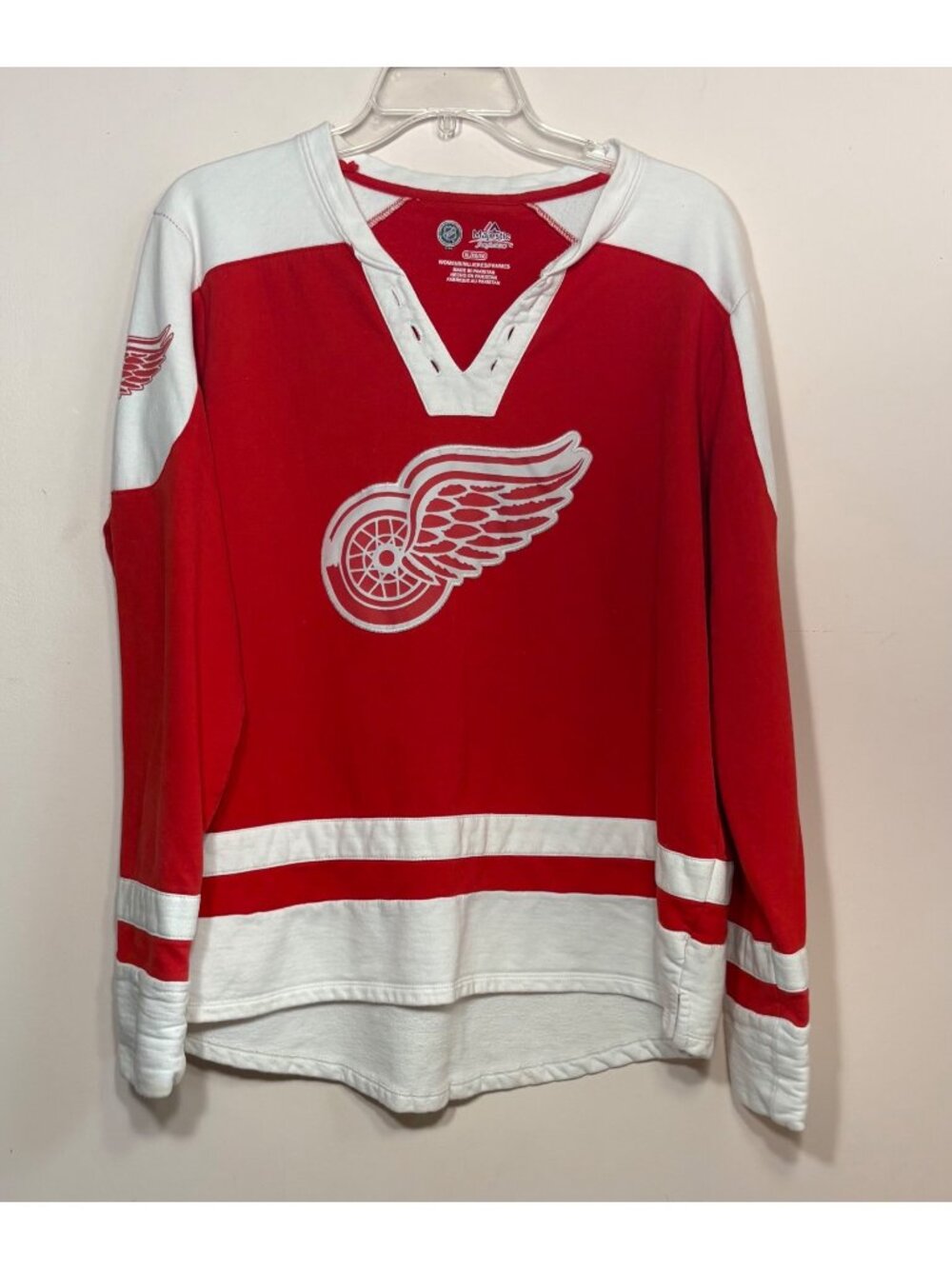 Detroit Red Wings Womens XL NHL Majestic Fan Fashion L/S Red & White Jersey Top